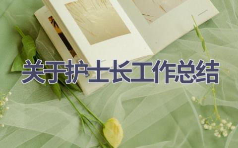 关于护士长工作总结18篇范文